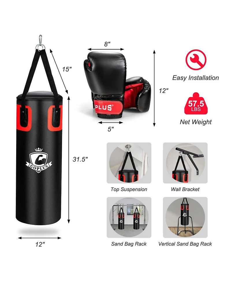 Filled Punching Bag Set for Adults- 56 lbs