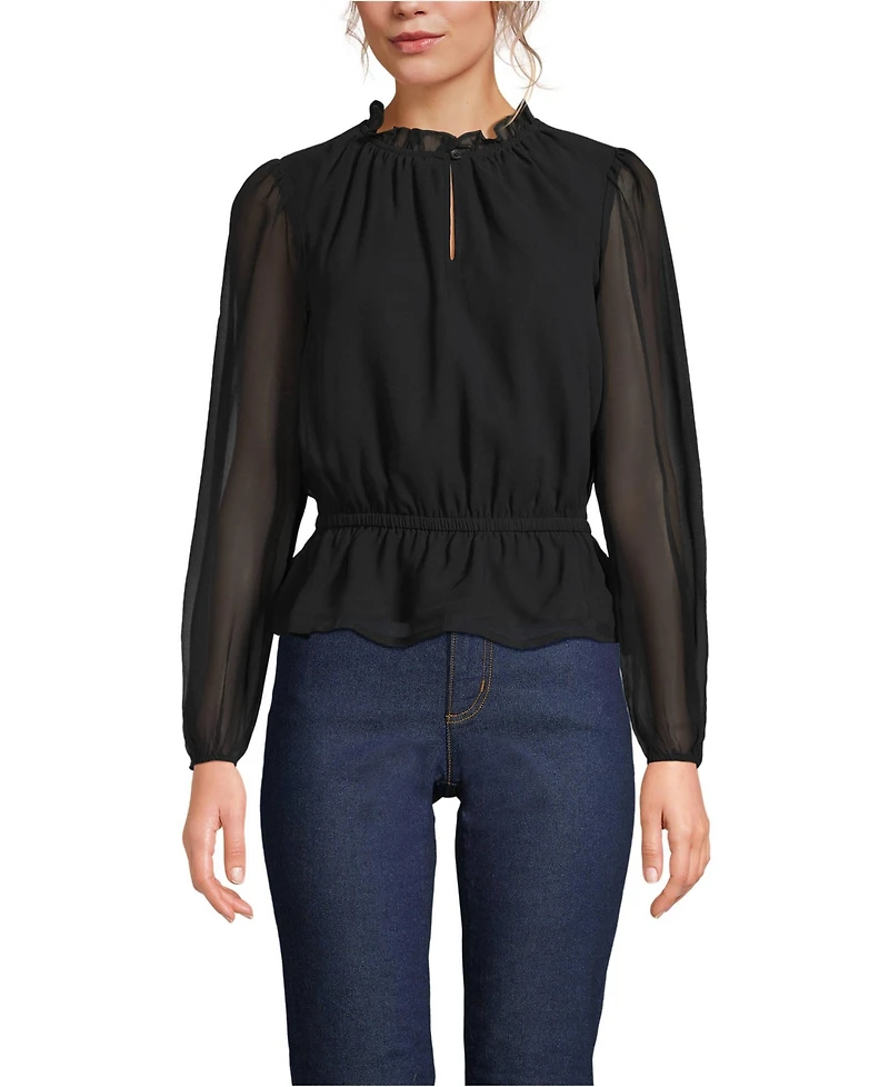 Lands' End Women's Chiffon Peplum Top