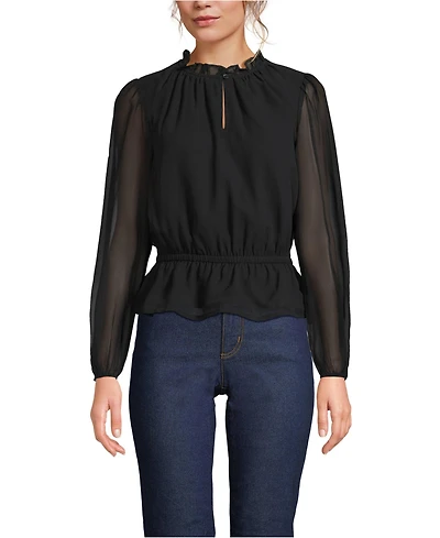 Lands' End Women's Chiffon Peplum Top