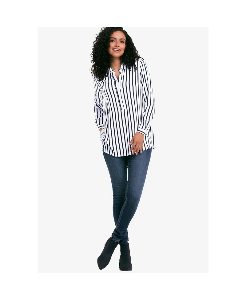 ellos Women's Button Placket Popover Tunic