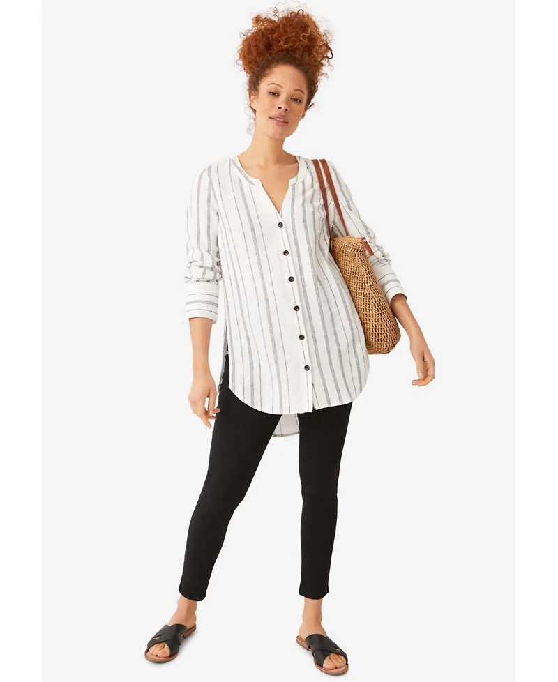 ellos Women's Striped Linen-Blend Tunic
