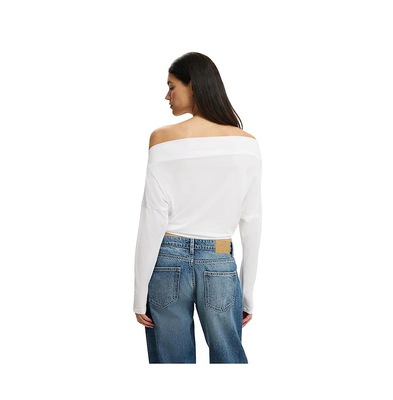Cotton On Women's Peyton Off Shoulder Long Sleeve Tops