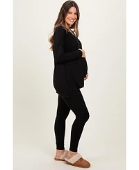 Pinkblush Maternity Black Brushed Knit Oversized Top and Legging Set