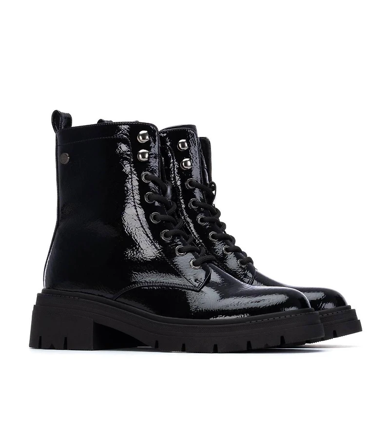 Women's Patent Leather Combat Booties By Xti
