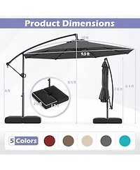 Slickblue-Solar Offset Patio Umbrella with Base and 32 Led Lights