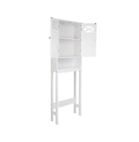 Slickblue Toilet Storage Cabinet with Double Doors and Shelves