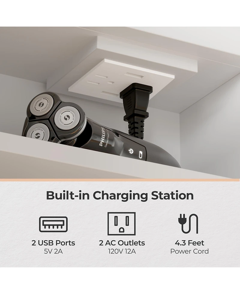 Slickblue Acrylic Frame Led Mirror Cabinet 20x28 Inch – Bathroom Mirror with Shelves, Time & Temp Digital Display