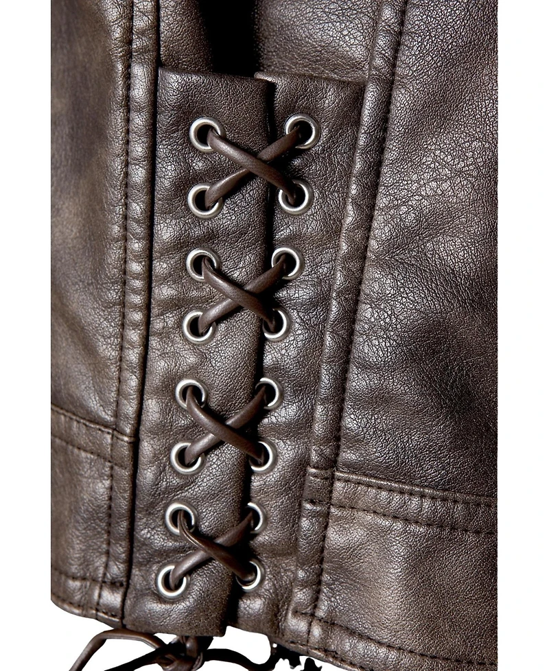 Warehouse Women's Oversized Whipstitch Leather Look Jacket