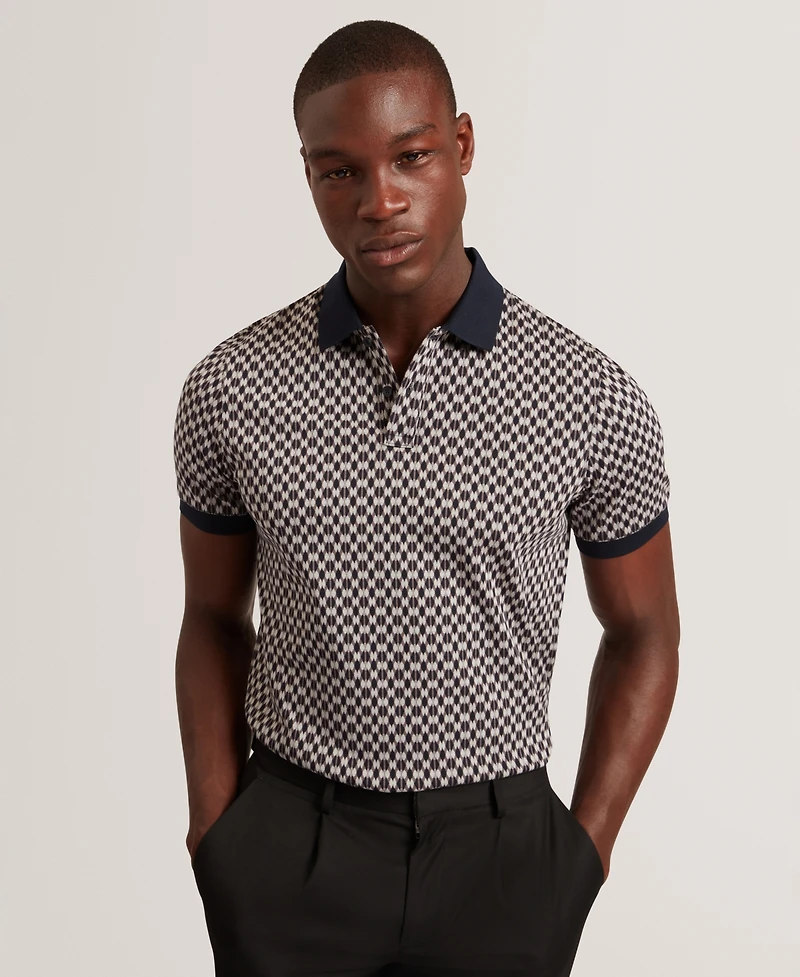 Ted Baker Men's Ernist Short-Sleeve Geometric Pattern Polo Shirt