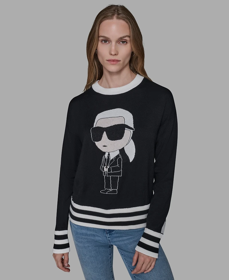 Karl Lagerfeld Paris Women's Emoji Crewneck Sweater
