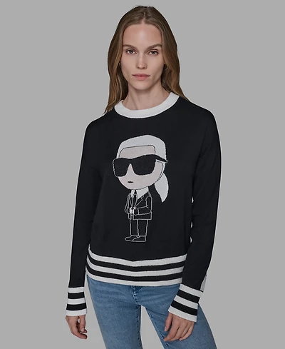 Karl Lagerfeld Paris Women's Emoji Crewneck Sweater