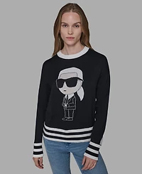 Karl Lagerfeld Paris Women's Emoji Crewneck Sweater