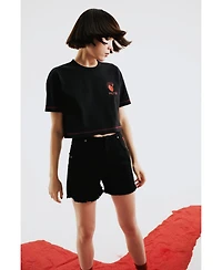 Pcfg Women's Cotton Stitch Detail Cropped T-Shirt