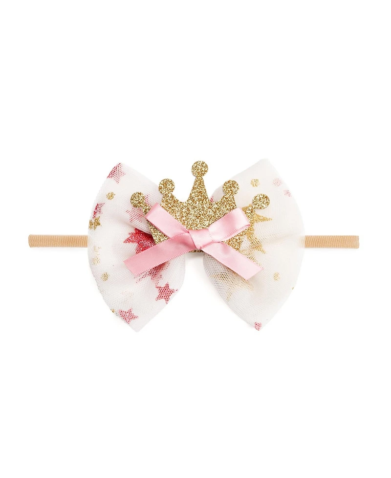 Sweet Wink Baby Girls Princess Crown Tulle Bow Baby Headband