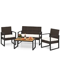 Slickblue 4 Piece Patio Furniture Set Outdoor Rattan Conversation Set