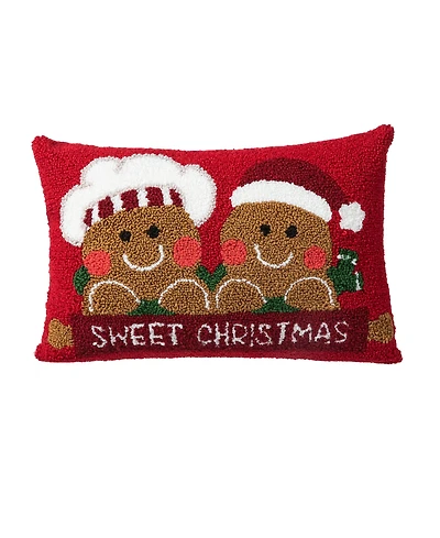 Glitzhome Christmas Gingerbread Man Shaped Pillow, 15" x 11"