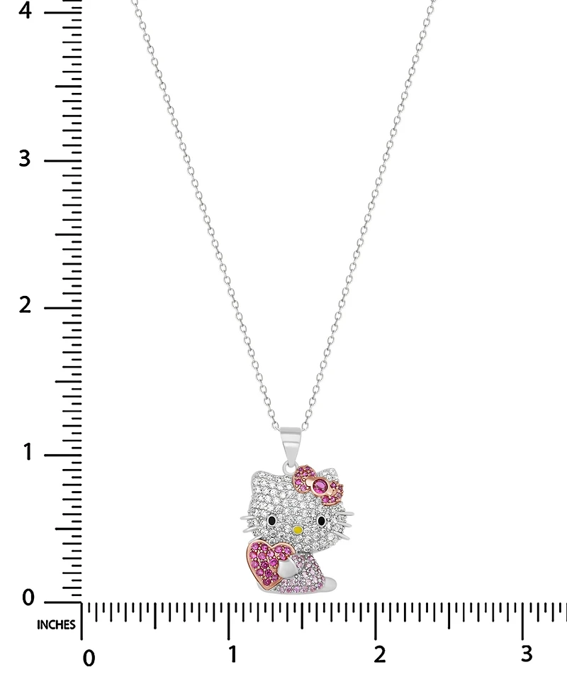 Macy's Cubic Zirconia Heart Pendant Necklace in Sterling Silver