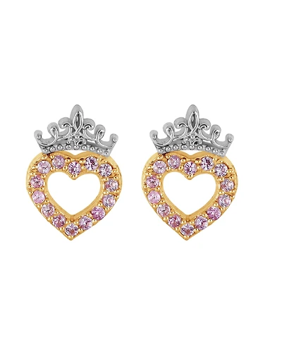 Disney Cubic Zirconia Heart Stud Earrings in 10K Yellow Gold