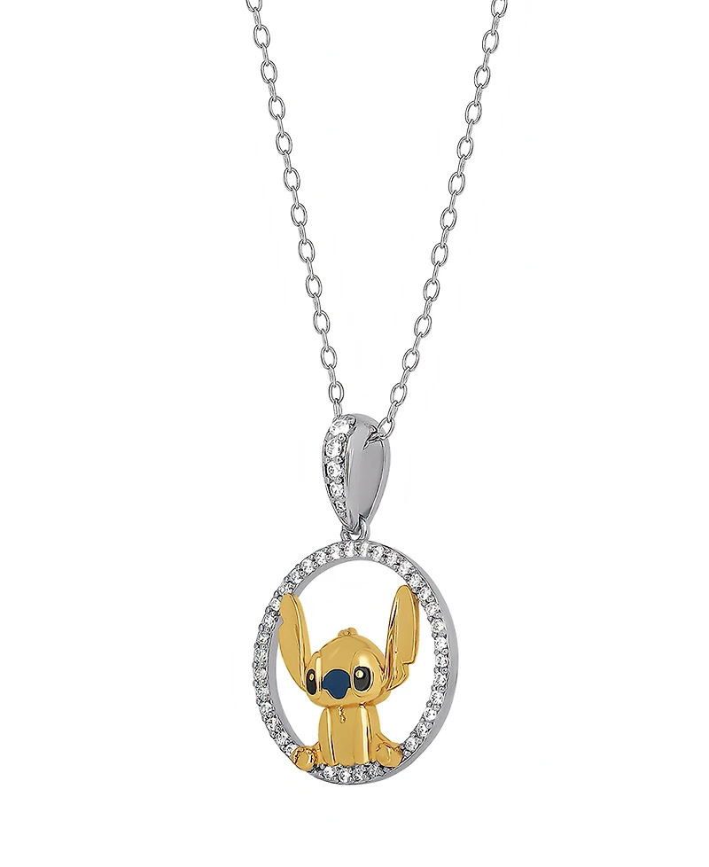 Disney 2-Pc. Cubic Zirconia Stitch Necklace and Earrings Set in 18K Yellow Gold Over Sterling Silver