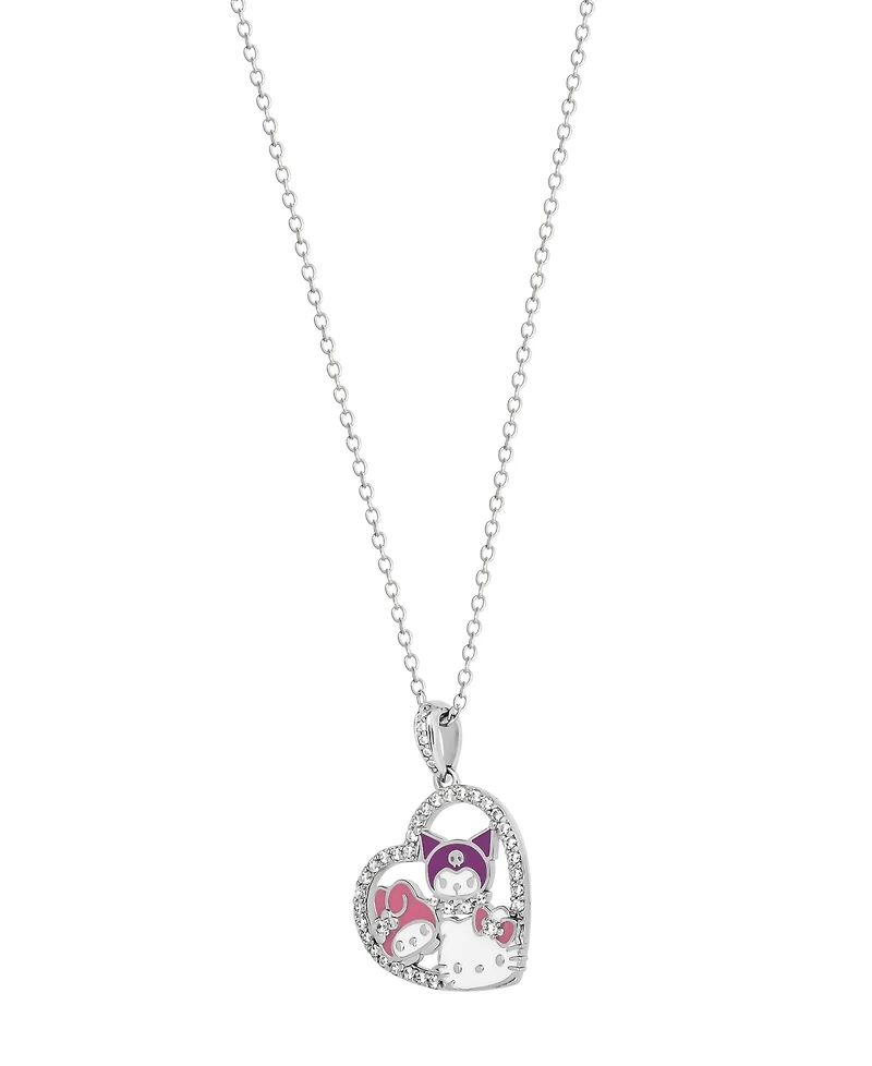 Macy's Cubic Zirconia Hello Kitty Friends Pendant Necklace in Sterling Silver