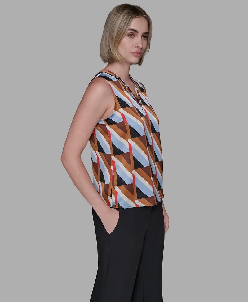 Karl Lagerfeld Paris Women's Sleeveless V-Neck Top