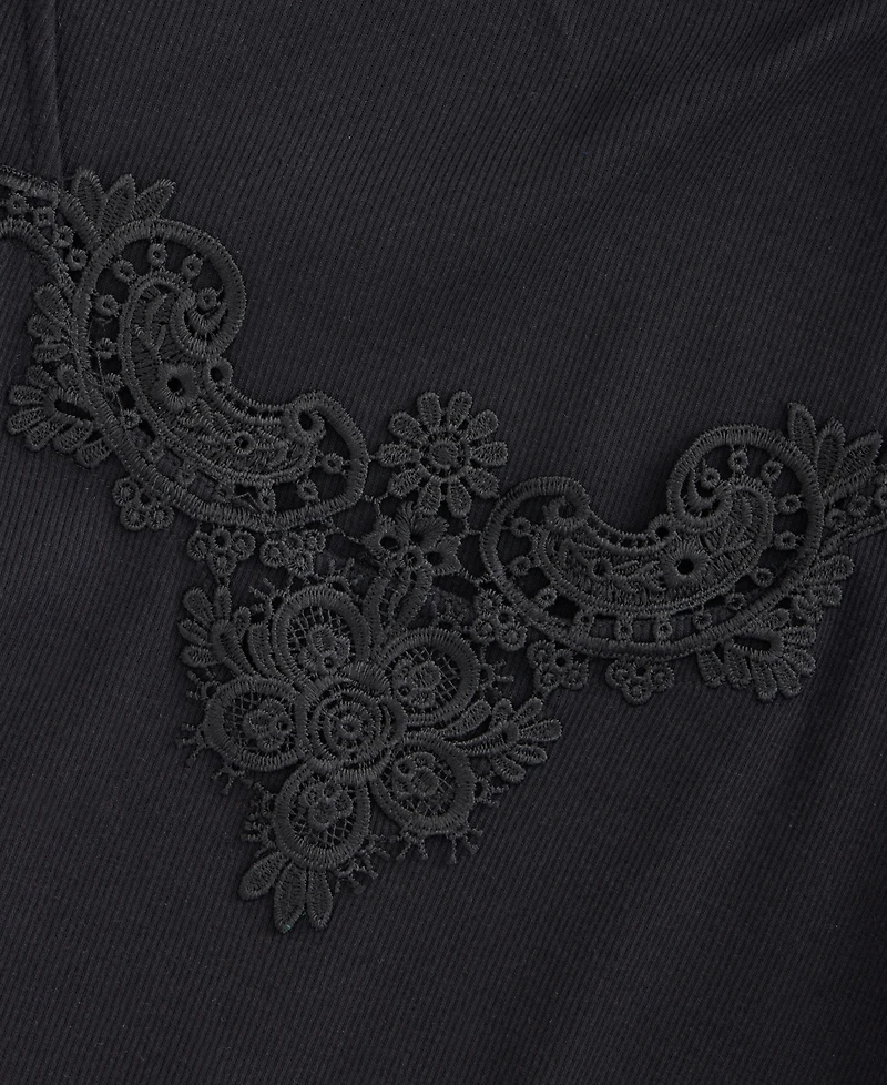 On 34th Women's Knit Short-Sleeve Lace-Inset Top, Macy's Exclusive
