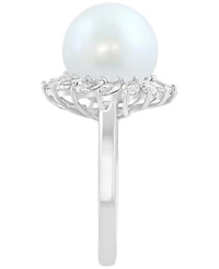 Effy Collection Freshwater Pearl (11mm) and Lab Grown Diamond Ring (7/8 ct. t.w.) in 14K White Gold