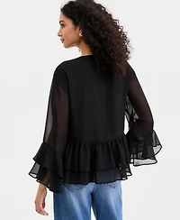 On 34th Women's Long Sleeve Chiffon Ruffle Blouse, Macy's Exclusive