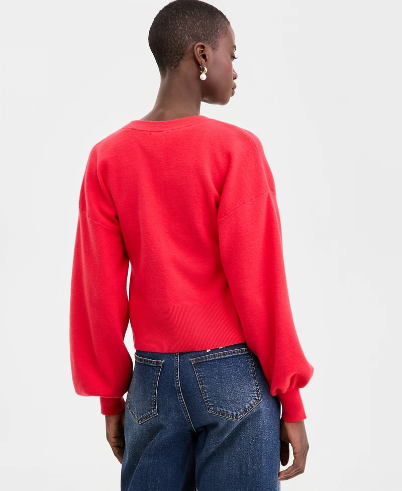 On 34th Women's Blouson Sleeve Heart-Button Cardigan, Macy's Exclusive