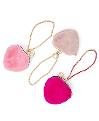 Zomi Gems Girls Fuzzy Heart Wristlet Coin Purse, Hot Pin k