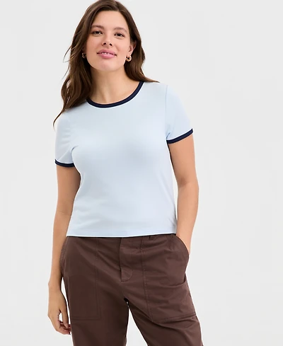 On 34th Women's Knit Short-Sleeve Trim Top, Macy's Exclusive
