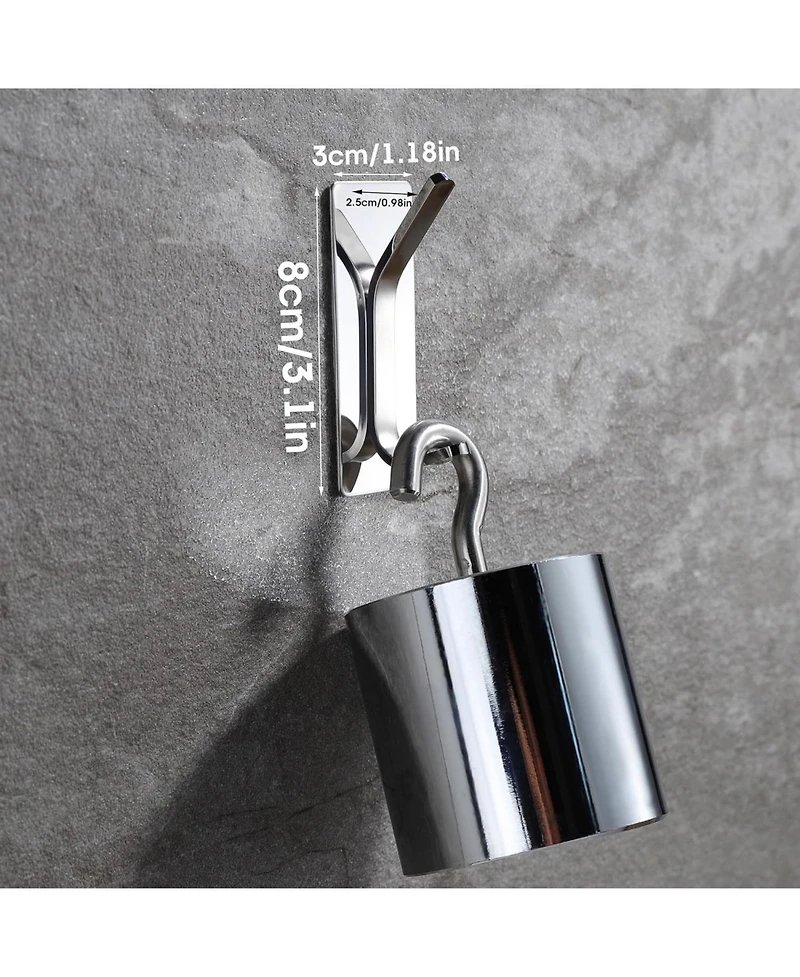 Adhesive Hooks -4 Packs Wall Hooks for Hanging Towels, Clothes, Robes Stick On Towel Hooks No Drill for Bathrooms Kitchen Stainless Steel