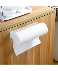 Adhesive Paper Towel Holder Under Cabinet - Stainless Steel Paper Towel Rack Stick on Wall Mount for Kitchen, White