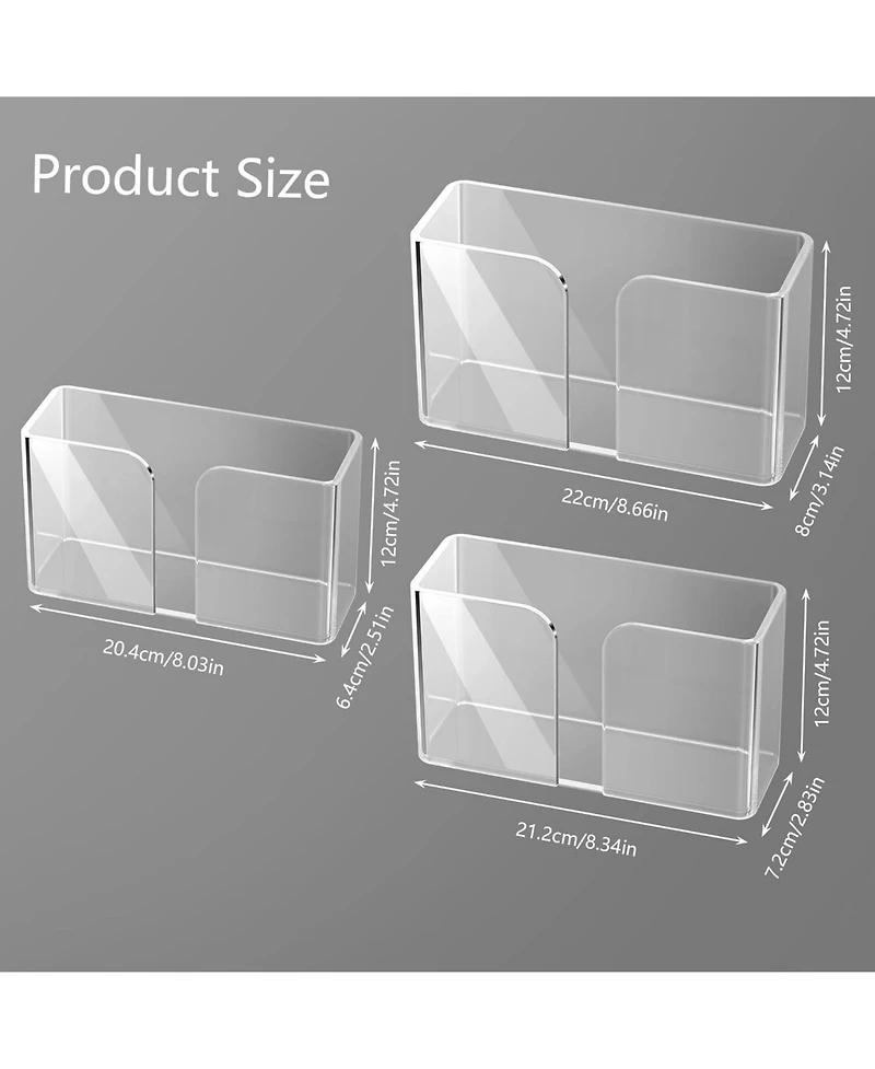 3 Pack Acrylic Cabinet Door Organizer, Kitchen Storage for Tupperware Lid, Wall Mounted Clear Bins for Pantry, Rv, Heavy Duty Slim Basket