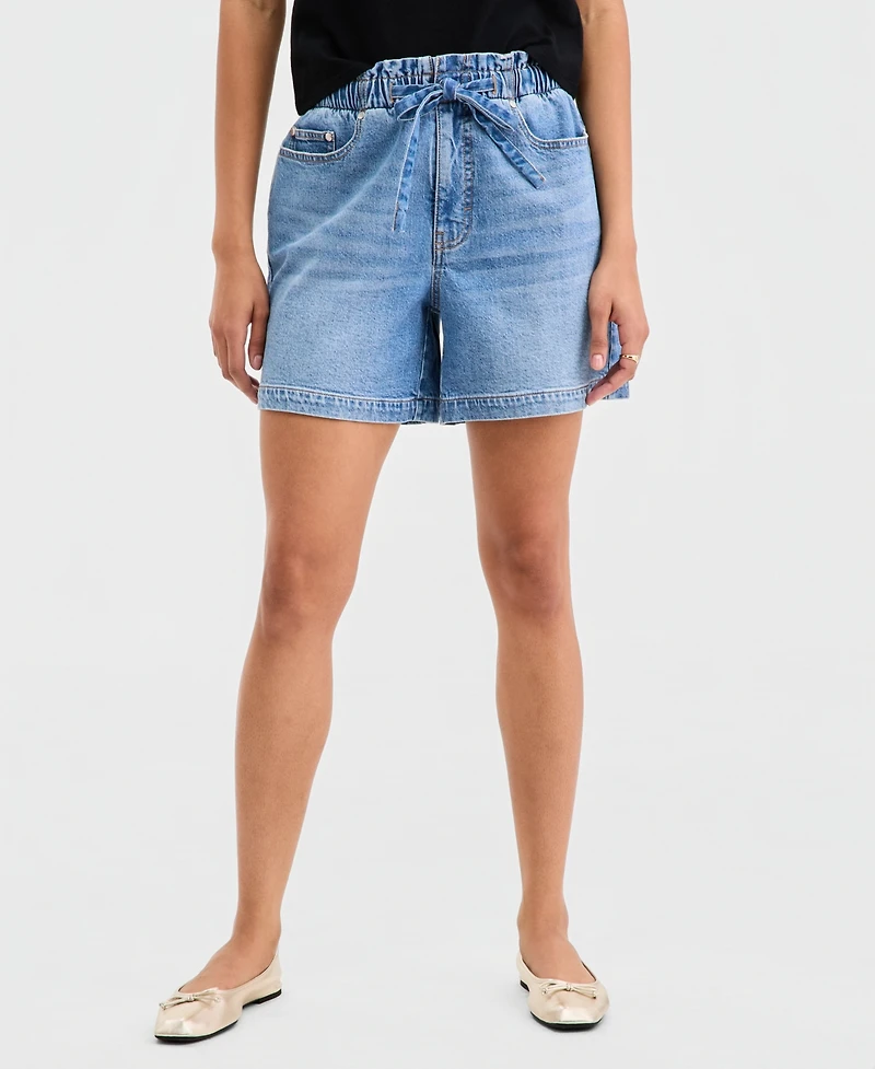 On 34th Women's High-Rise Paperbag-Waist Jean Shorts, Macy's Exclusive