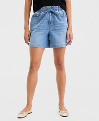 On 34th Women's High-Rise Paperbag-Waist Jean Shorts, Macy's Exclusive