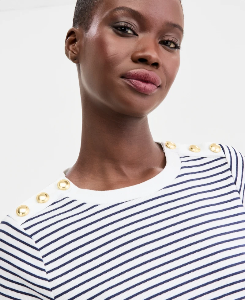 On 34th Women's Knit Short-Sleeve Button-Shoulder Top, Macy's Exclusive