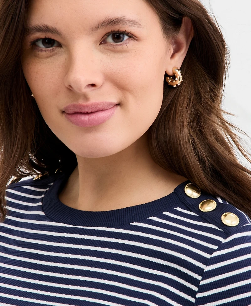 On 34th Women's Knit Long-Sleeve Button-Shoulder Top, Macy's Exclusive