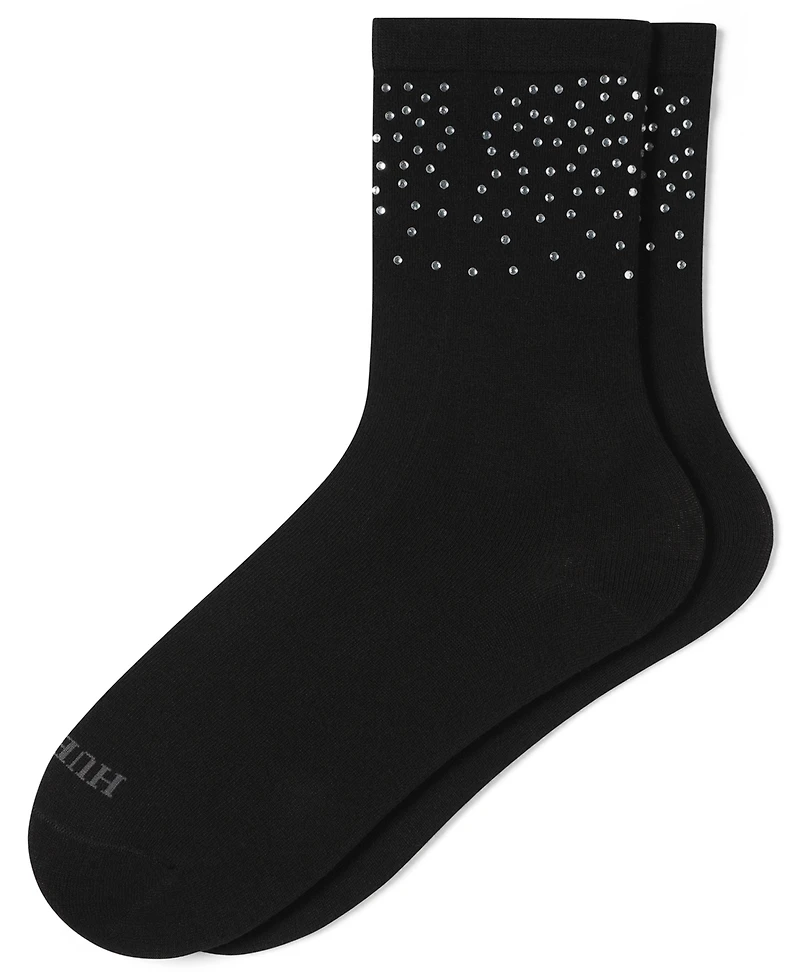 Hue Women's 2-Pack Rhinestone Border Crew Socks