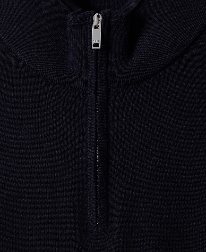 Reiss Men's Merino Wool Half-Zip Funnel Neck Sweater