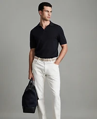 Reiss Men's Merino Wool Open Collar Polo Shirt