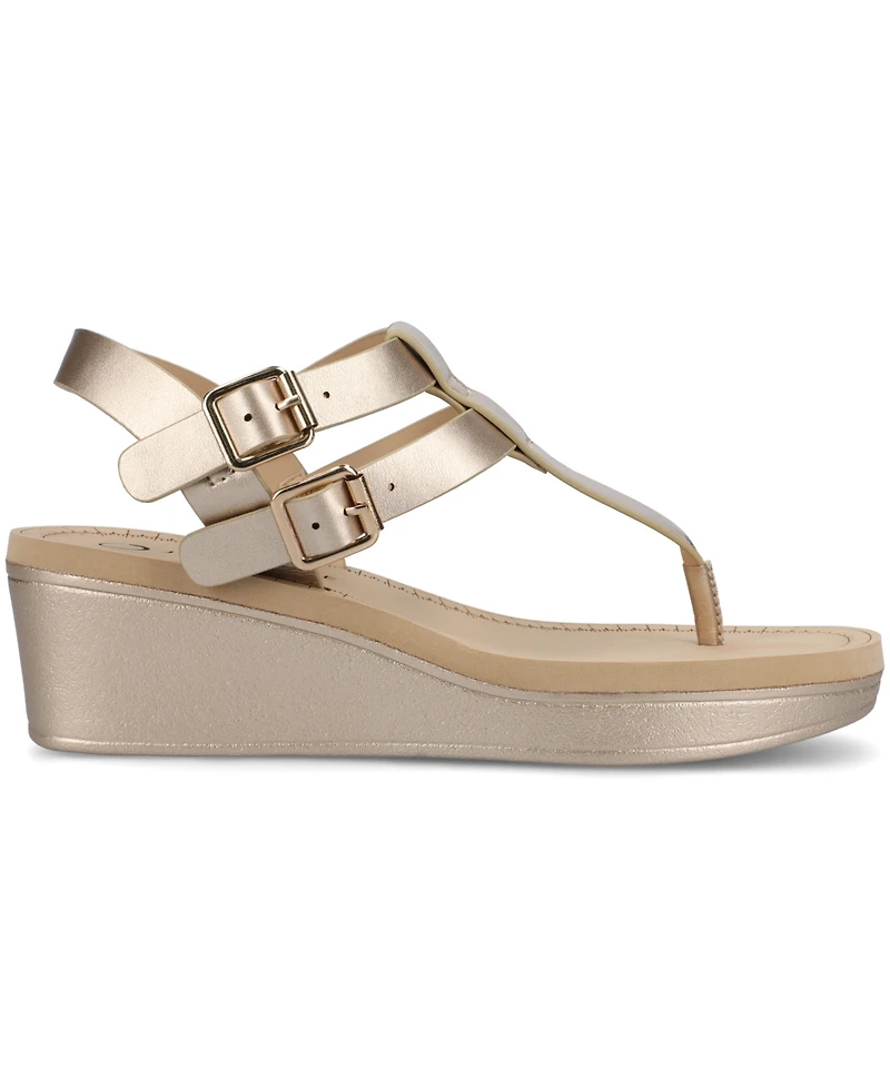 Journee Collection Women's Bianca Double Buckle Platform Wedge Sandals