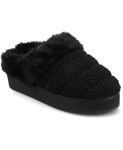 Journee Collection Women's Blair Quilted Round Toe Cushioned Clog Slippers