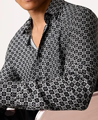 Reiss Men's Medallion-Print Long-Sleeve Shirt