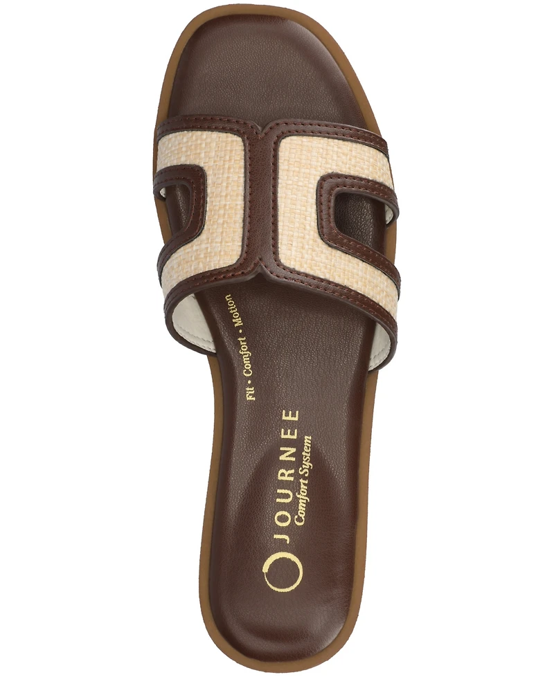 Journee Collection Womens Primah "H" Band Medium and Wide Width Slip On Flat Sandals