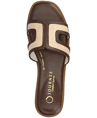 Journee Collection Womens Primah "H" Band Medium and Wide Width Slip On Flat Sandals