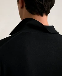 Reiss Men's Merino Wool Open Collar Polo Shirt