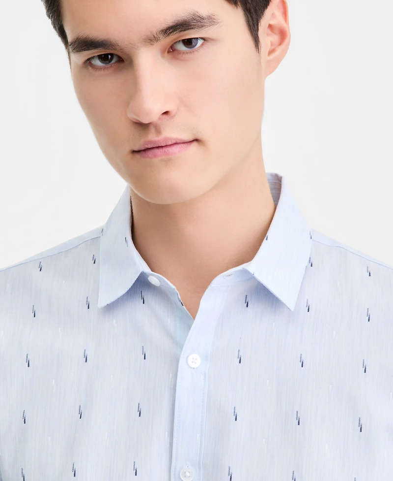 Alfani Men's Long-Sleeve Cotton Faded Geo Shirt, Macy's Exclusive
