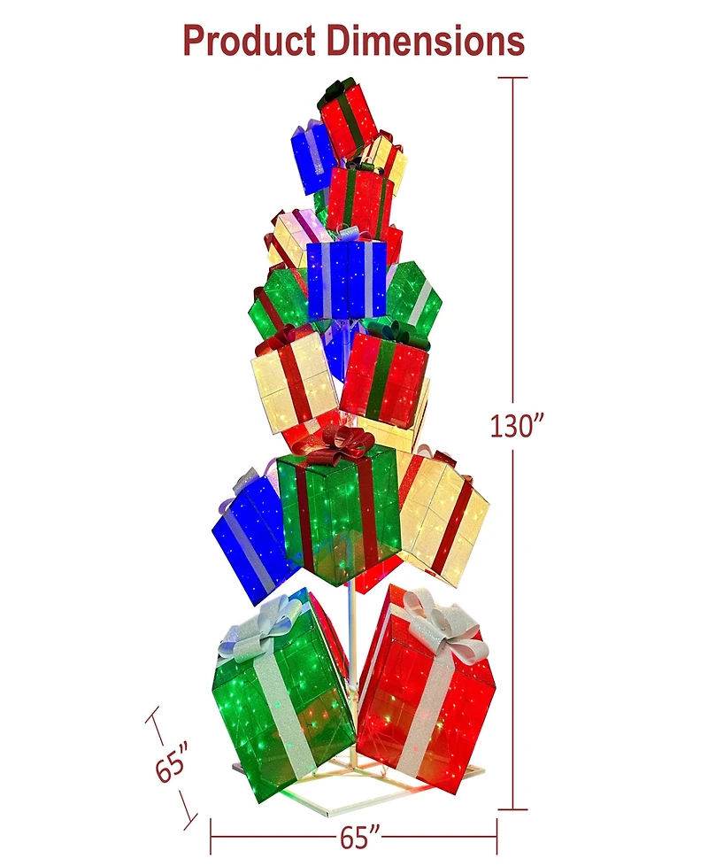 Puleo International 10.8' Pre-Lit Christmas Giftbox Tree Christmas Holiday Decor