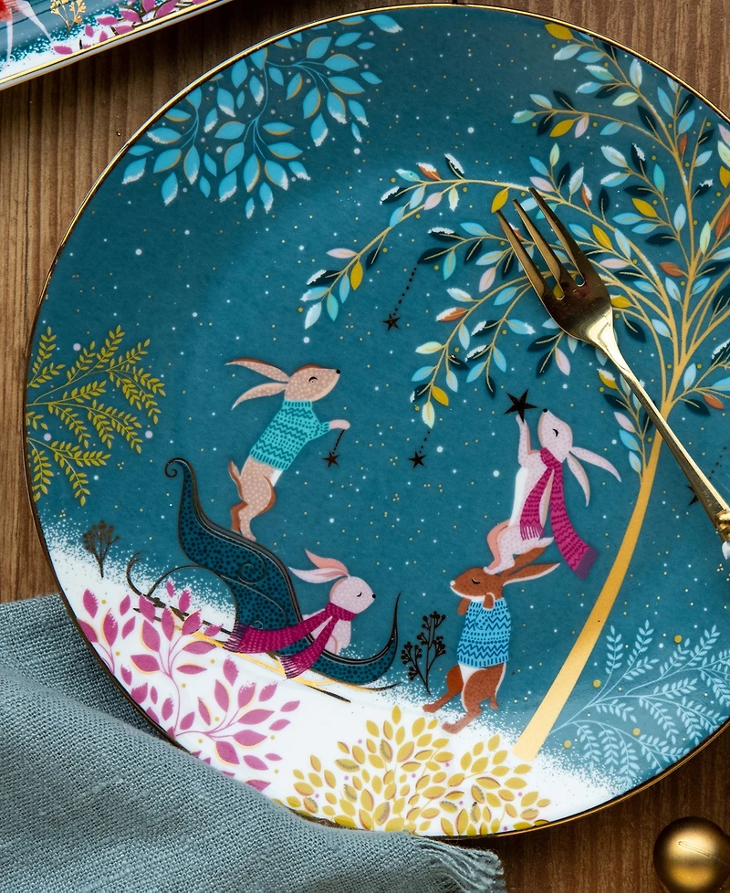 Portmeirion Sara Miller Woodland Tales Plates, Set of 4, Service For 4